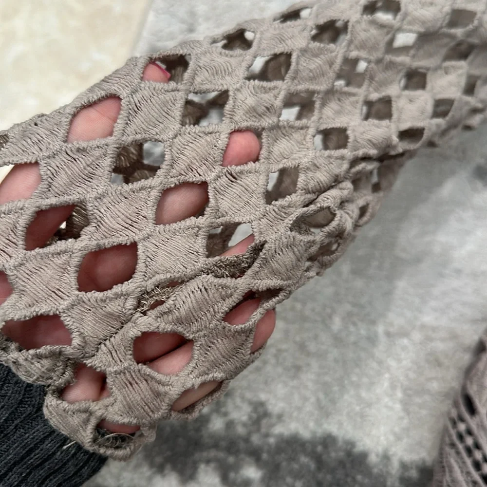 Zara Gray lace knit open sweater